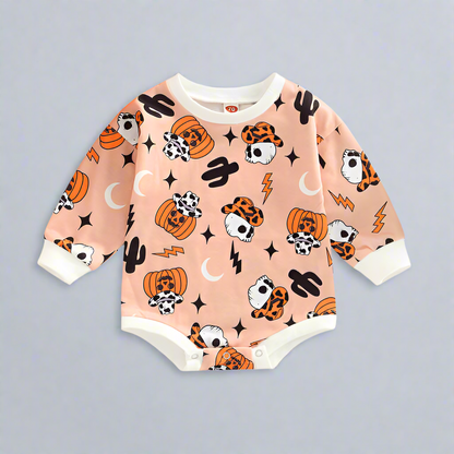 Baby Halloween Pumpkin Print Romper