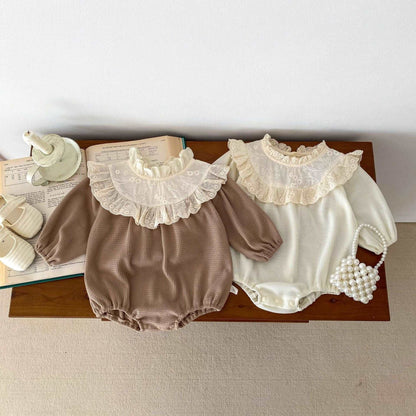 Baby Spring And Autumn Long Sleeve Lace Romper.