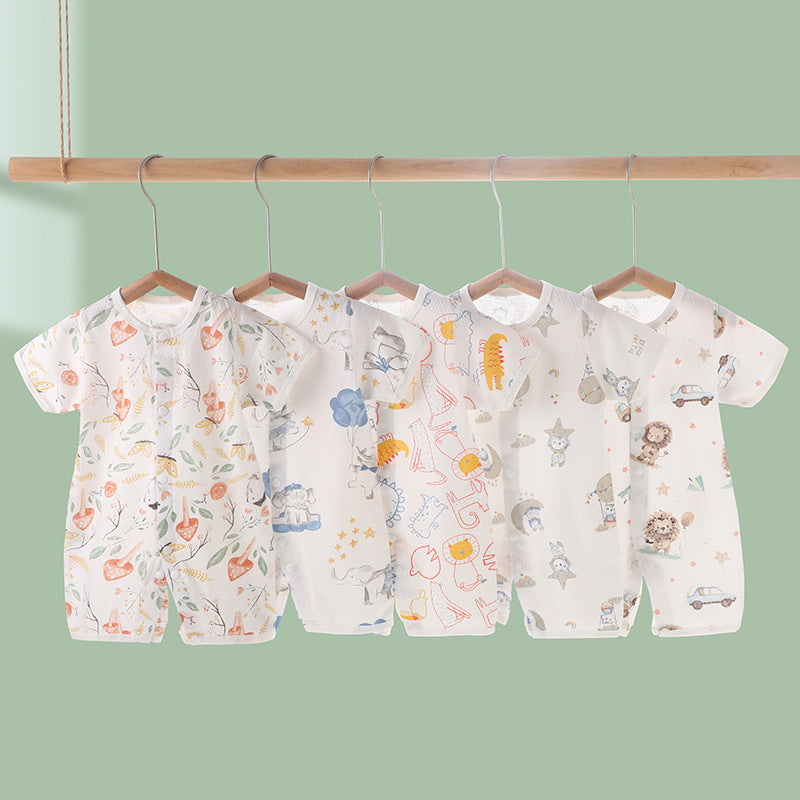 Thin organic cotton romper for babies.