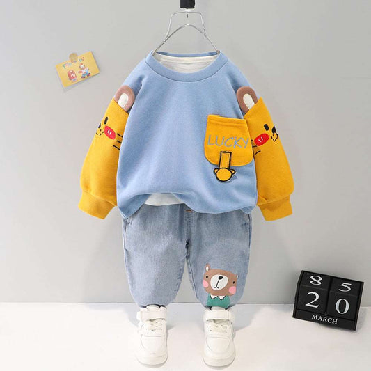 Kids Color Matching Cartoon Two-piece Set