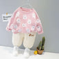 Autumn Children Suit Cartoon Print Top Two-piece Pants.