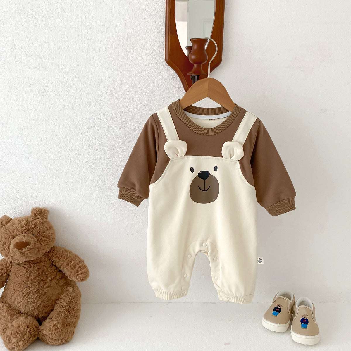 Bear Fake Two-piece Long-sleeved Jumpsuit Newborn.