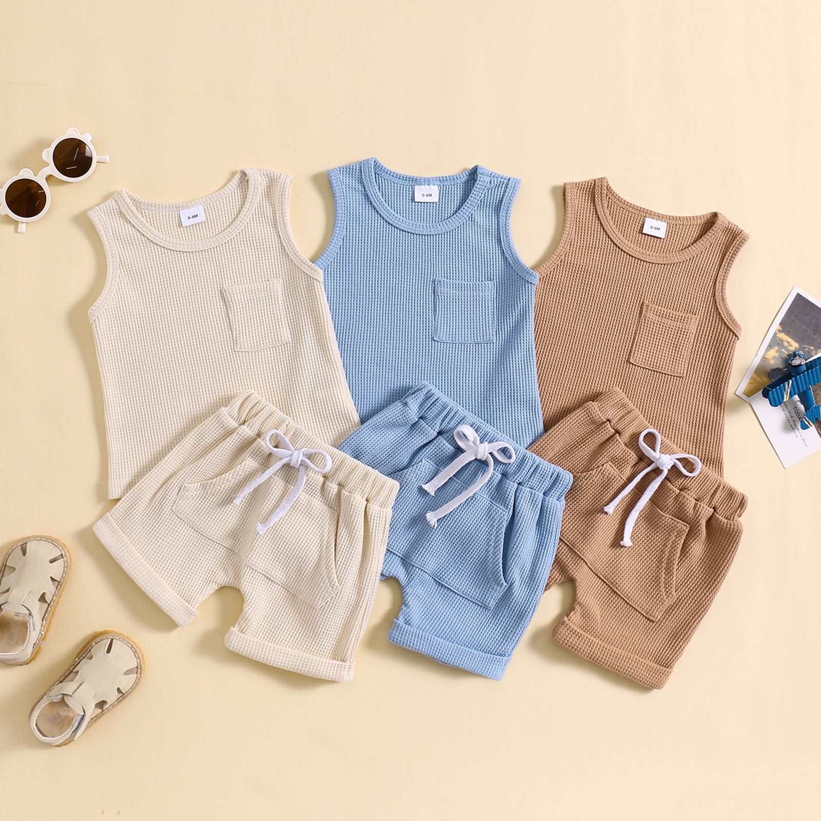 Kids Korean Summer Style Solid Color Suit.