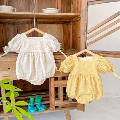 Baby Solid Color Bodysuit Triangle Romper.