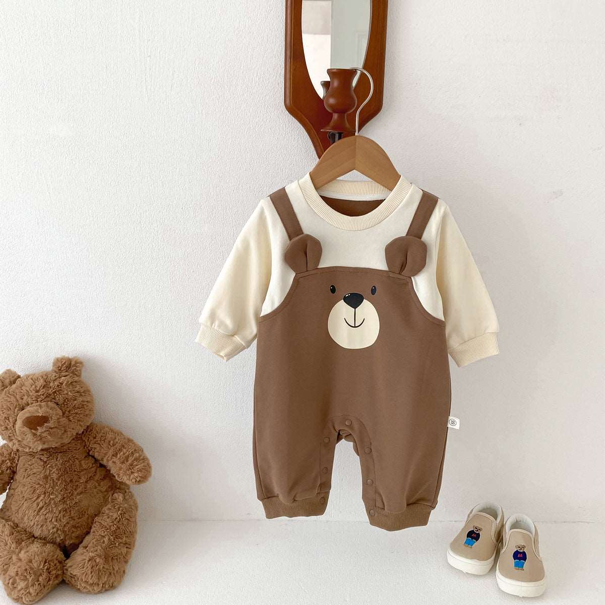 Bear Fake Two-piece Long-sleeved Jumpsuit Newborn.