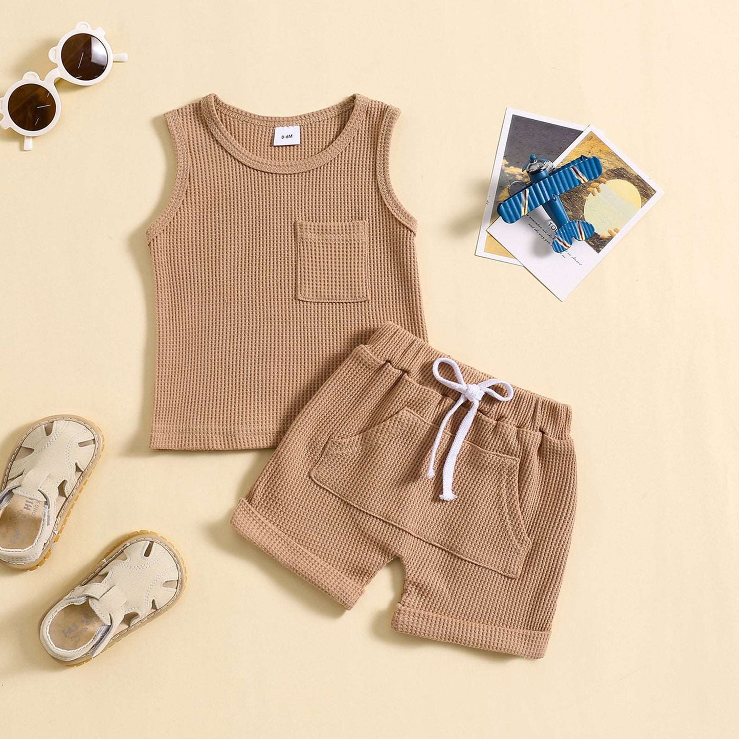 Kids Korean Summer Style Solid Color Suit.