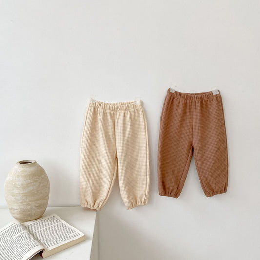 Kids Waffle Loose-fitting Trousers
