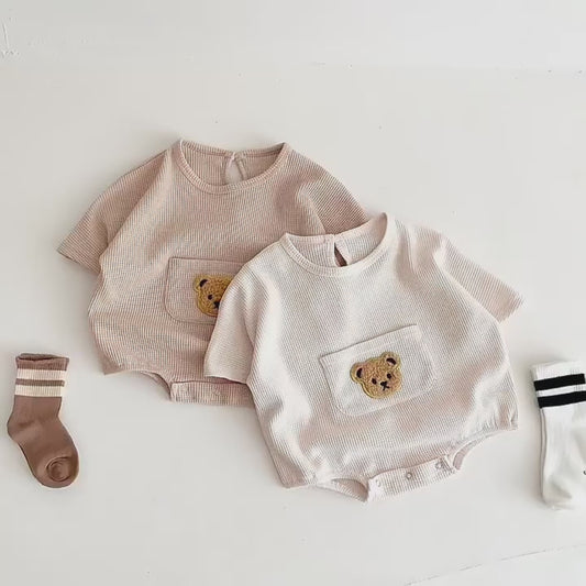 Cute Little Bear Baby Short Sleeve Jumpsuit